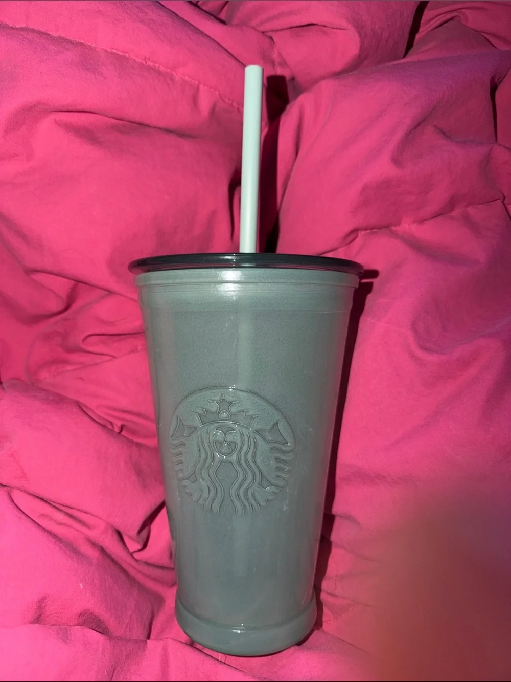 Starbucks Gray Reusable Cold Cup with White Straw
